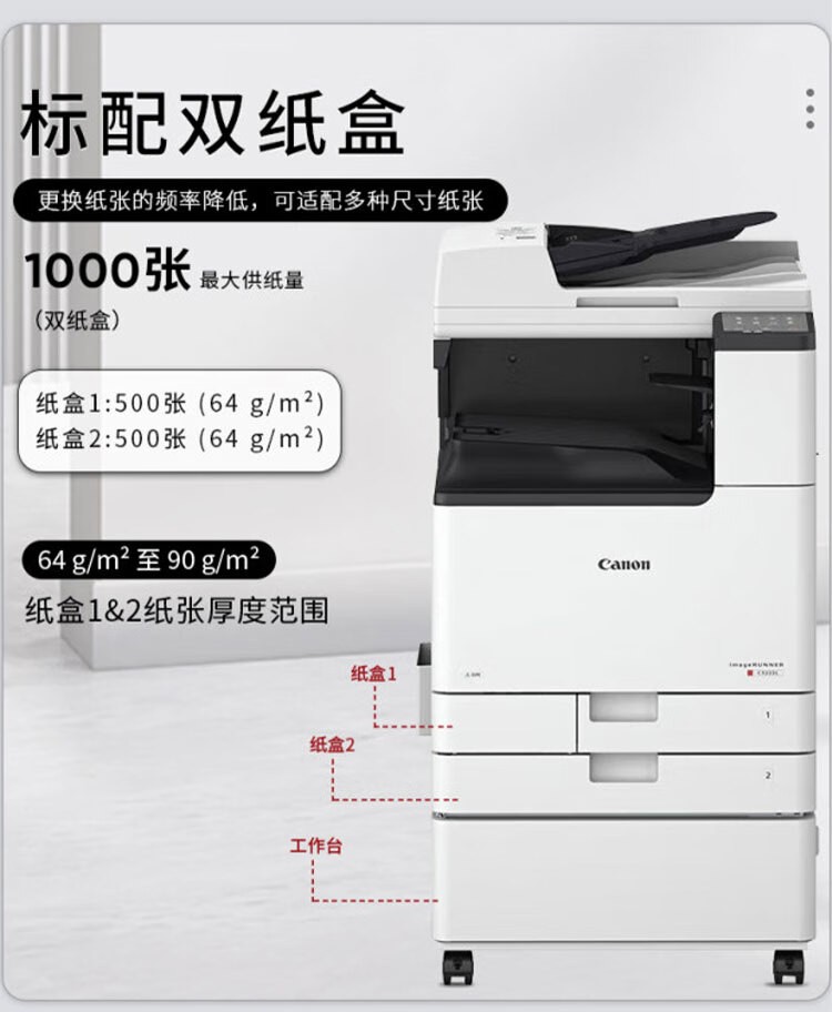 佳能（Canon）iRC3322L A3大型打印机商用办公a4彩色复合机双面复印扫描自动输稿器/WiFi/工作台(3222L升级版)