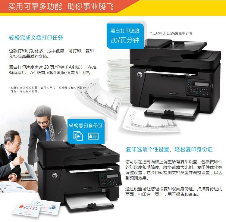 惠普（HP）M128fn黑白激光打印机 打印复印扫描传真多功能一体机 388硒鼓升级型号为1188pnw