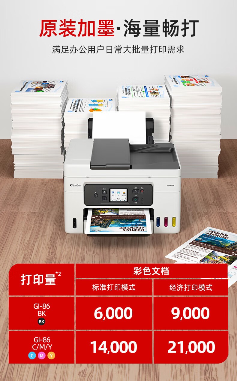 佳能GX4080墨仓式大容量打印复印扫描传真一体机家用办公/双频WiFi 5G/自动双面打印/输稿器