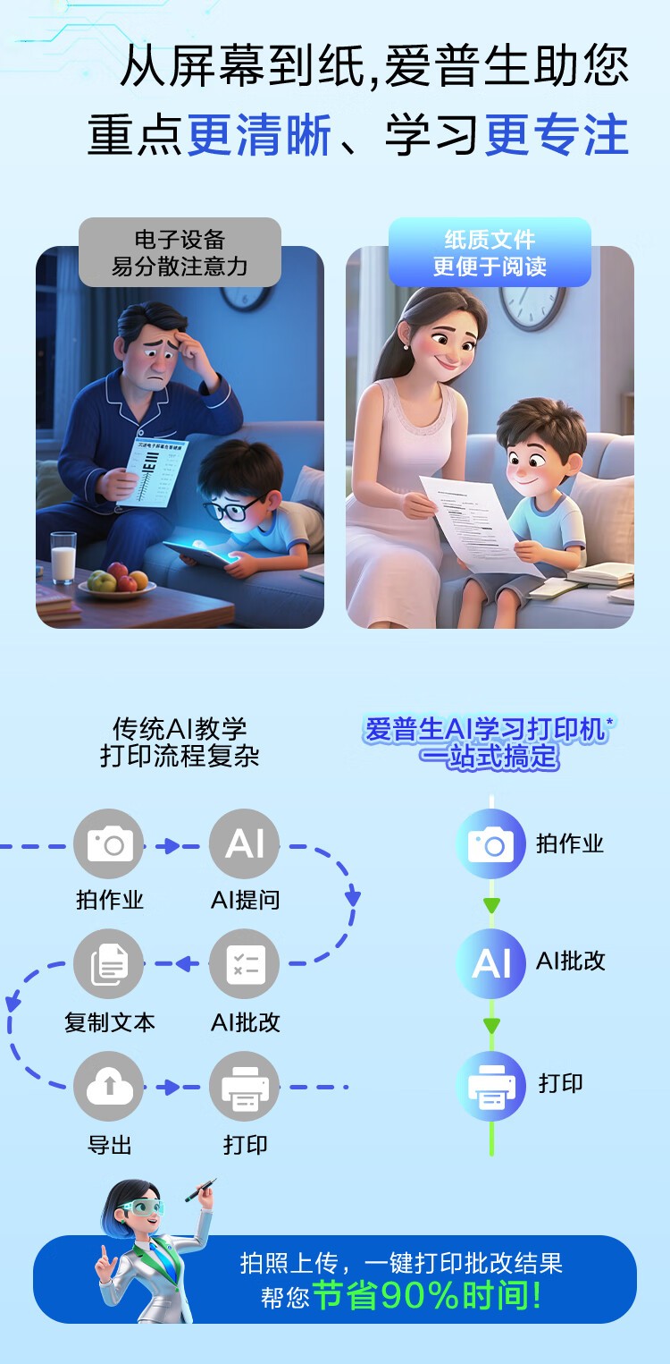 爱普生（EPSON）L8168 高端家用6色照片A4一体机 AI学习打印机（彩色触屏 自动双面 打印复印扫描 液晶屏 )