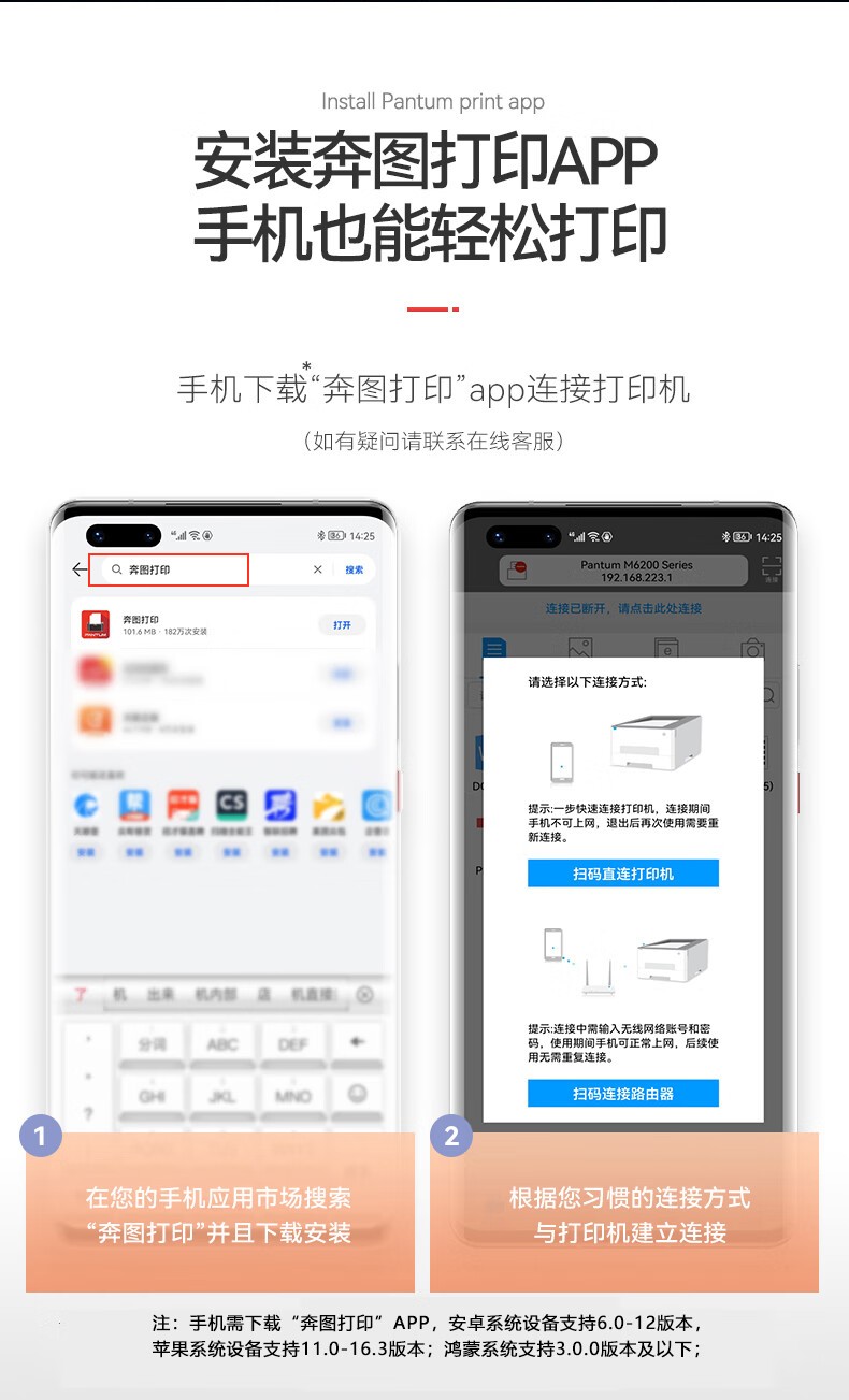奔图（PANTUM）M6202W激光打印机 家用复印扫描一体机 手机无线学习打印 静谧黑
