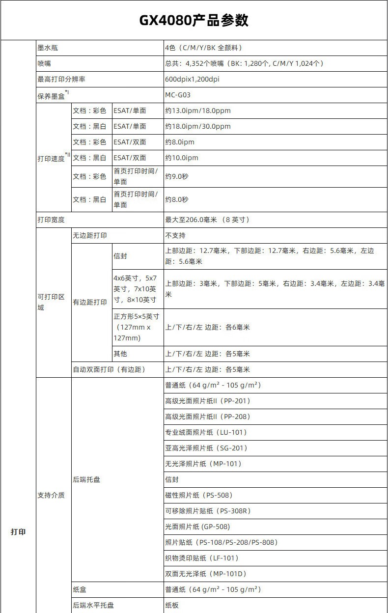 佳能GX4080墨仓式大容量打印复印扫描传真一体机家用办公/双频WiFi 5G/自动双面打印/输稿器