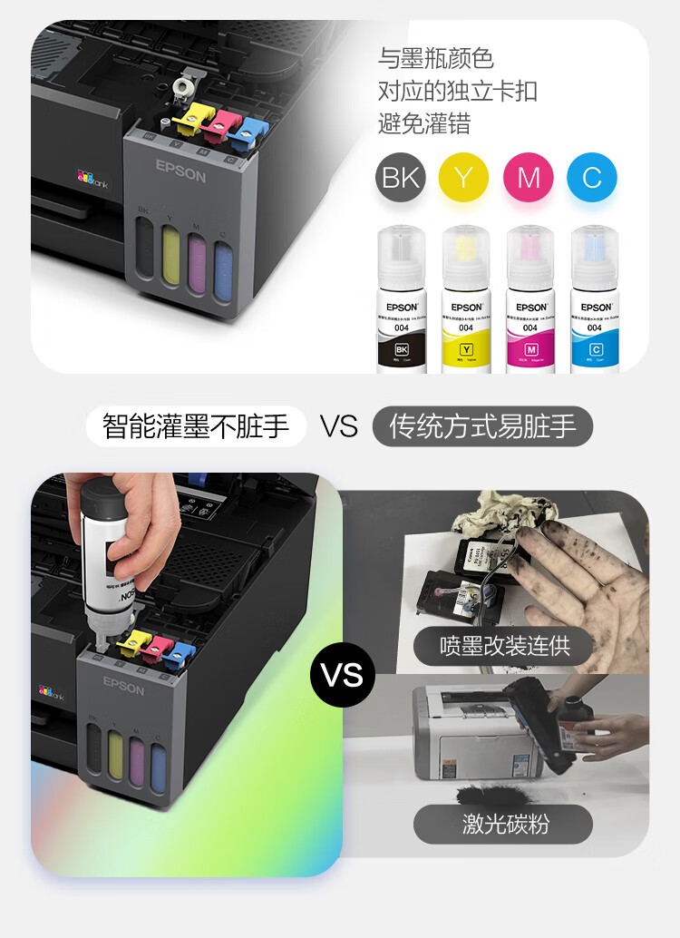 爱普生L3358黑色机器（EPSON） 彩色 多功能一体机 (打印 复印 扫描)家用办公打印(L3258升级型)004系列墨水