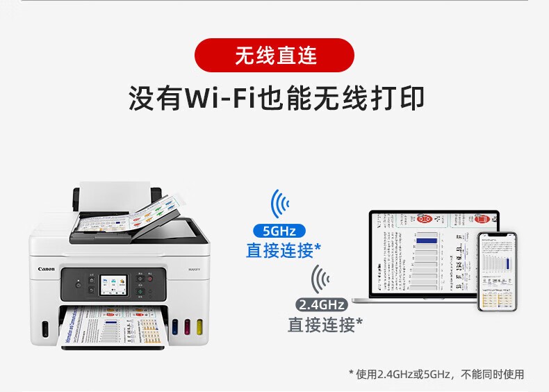佳能GX4080墨仓式大容量打印复印扫描传真一体机家用办公/双频WiFi 5G/自动双面打印/输稿器